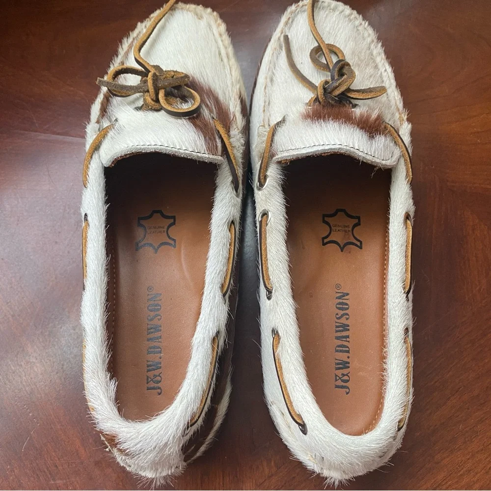 J&W Dawson Japanese Calf Hair Boat Shoes Animal Men's Size 8.5